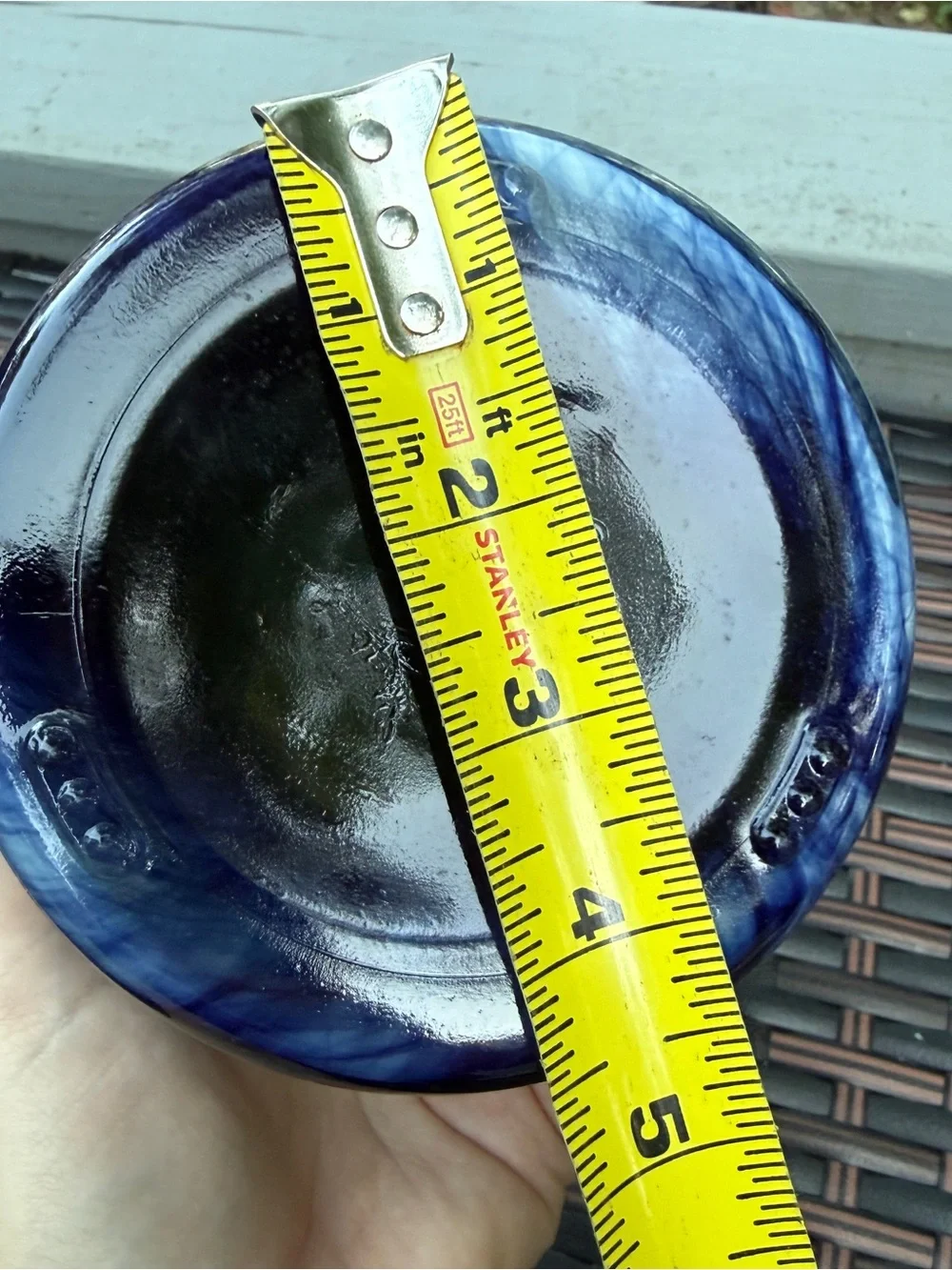 Blue Swirl Hurricane Kerosene Oil Lamp Glass Marbled Prairie CottageCo Homestead